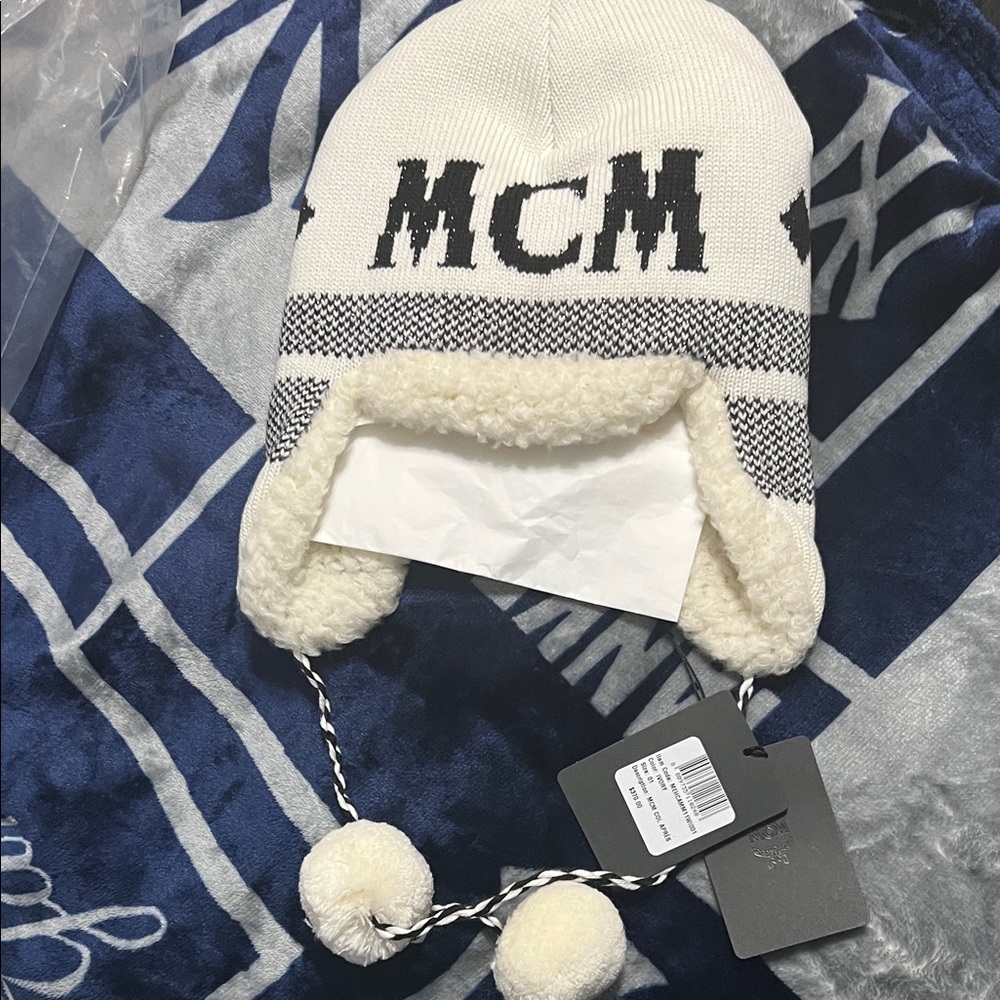 MCM black and white Pom-Pom Hat
